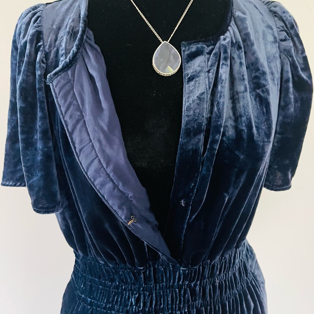 Anthropologie The Somerset Maxi Dress Velvet Edition Navy - Picture 4 of 15